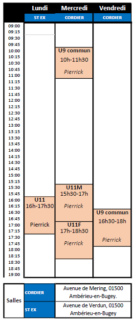 Planning de reprise Ecole ABB 17-28 août 26
